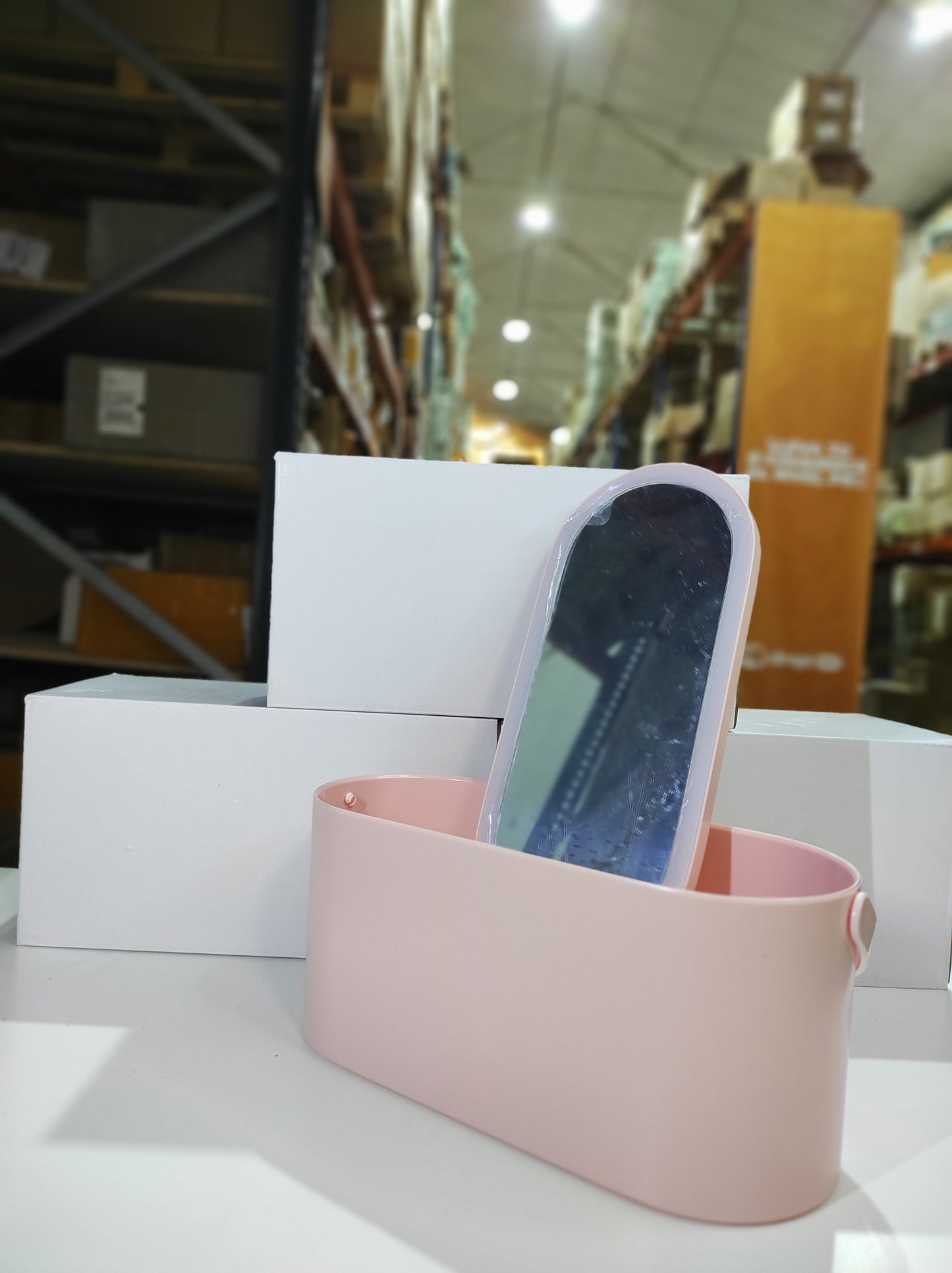 Organizador de maquillaje con espejo LED