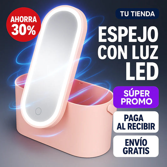 Organizador de maquillaje con espejo LED